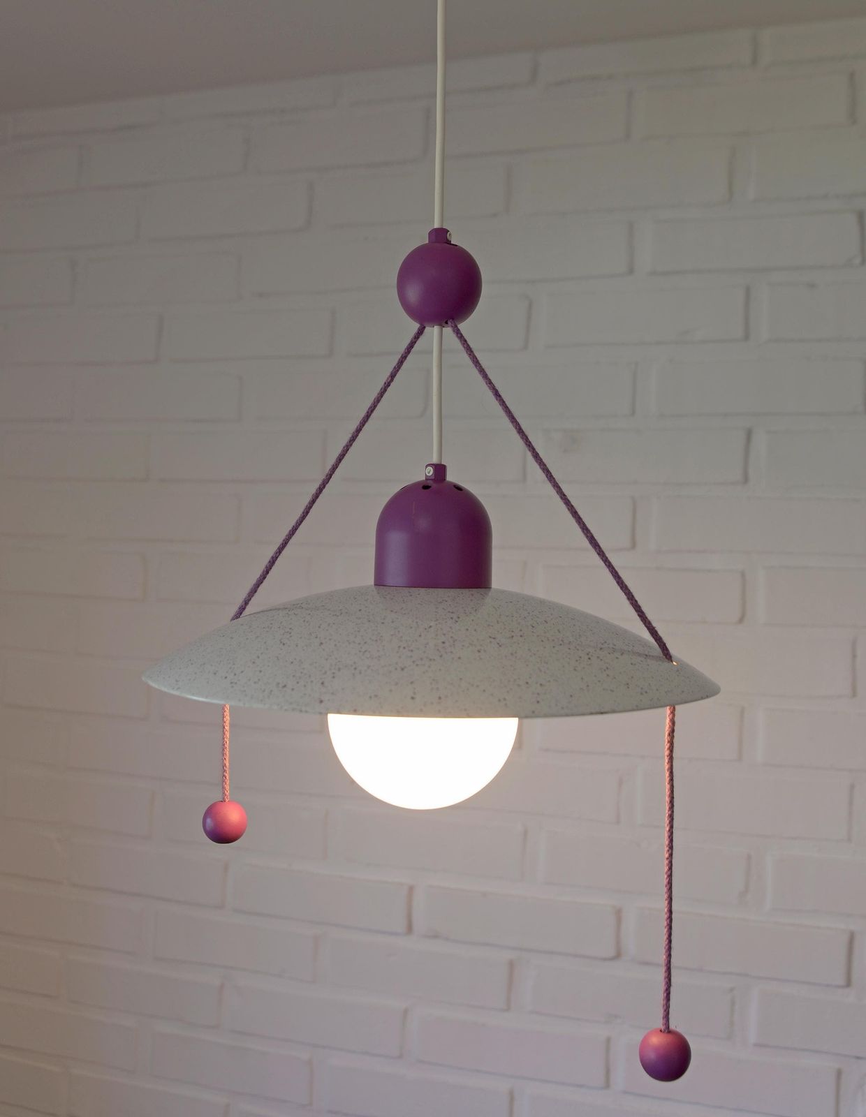 Vintage Pendant Light / Pop Art / Purple Ceiling Light / Kids Chandelier / Memphis Style / Y2k Style Lighting / Hanging Lamp 1990's photo furniture