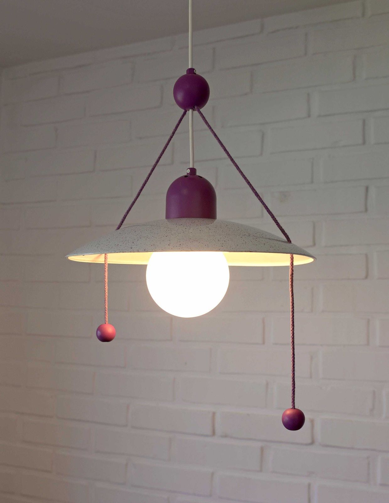 Vintage Pendant Light / Pop Art / Purple Ceiling Light / Kids Chandelier / Memphis Style / Y2k Style Lighting / Hanging Lamp 1990's photo 207.0
