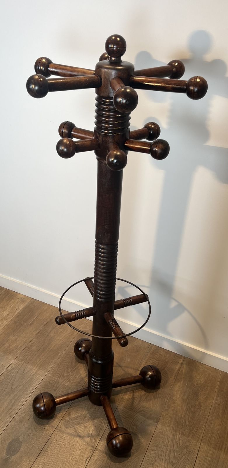 5800.0 Brutalist Coat Rack In Carved Oak By Charles Dudouyt photo