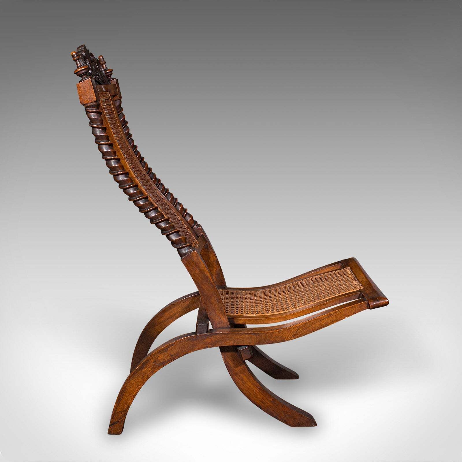 Antique Folding Steamer Chair, English, Bergère, Campaign Lounge Seat, Victorian photo for sale