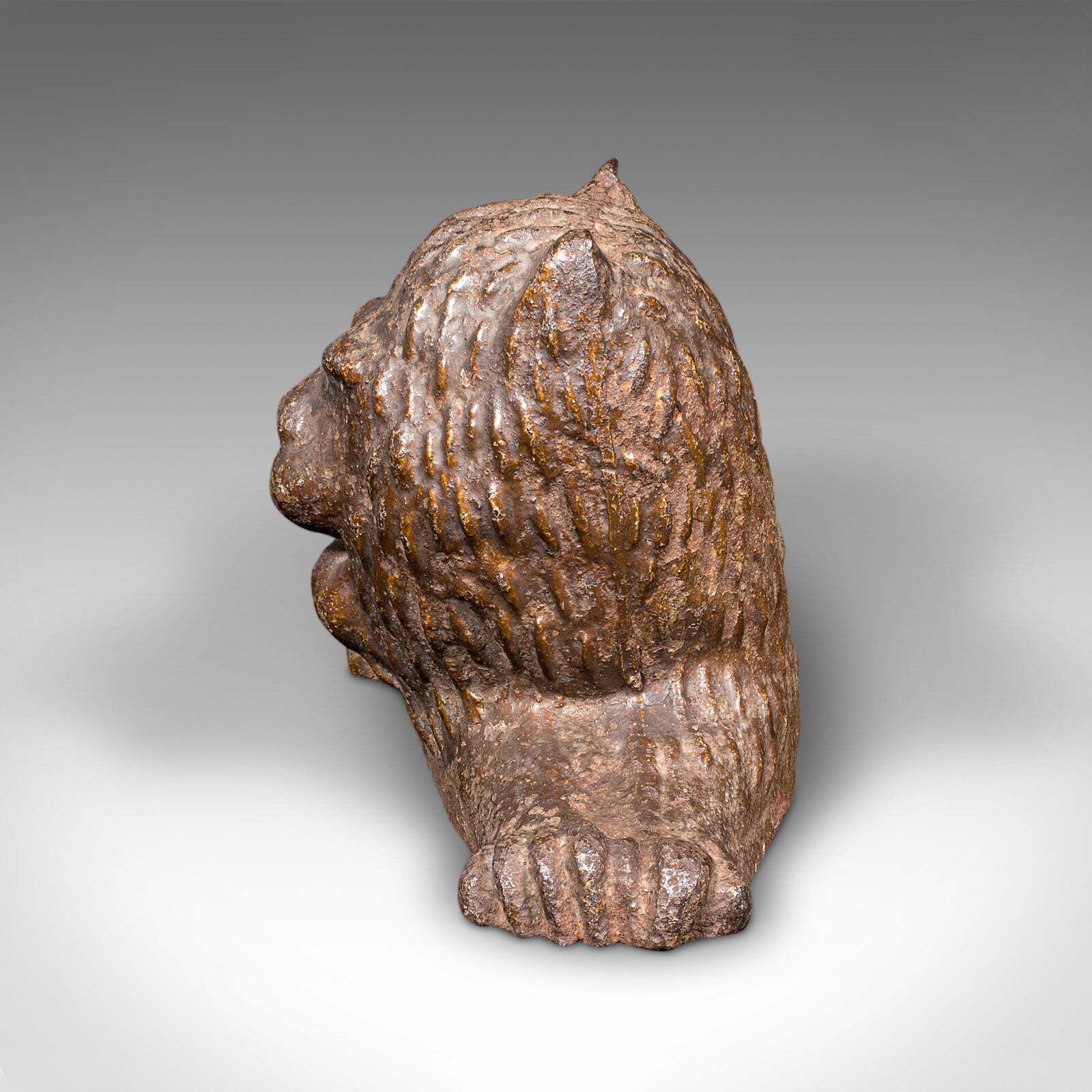 Antique Lion Doorstop, English Cast Iron Figurative Door Keeper, Victorian, 1850 photo Home Fixtures