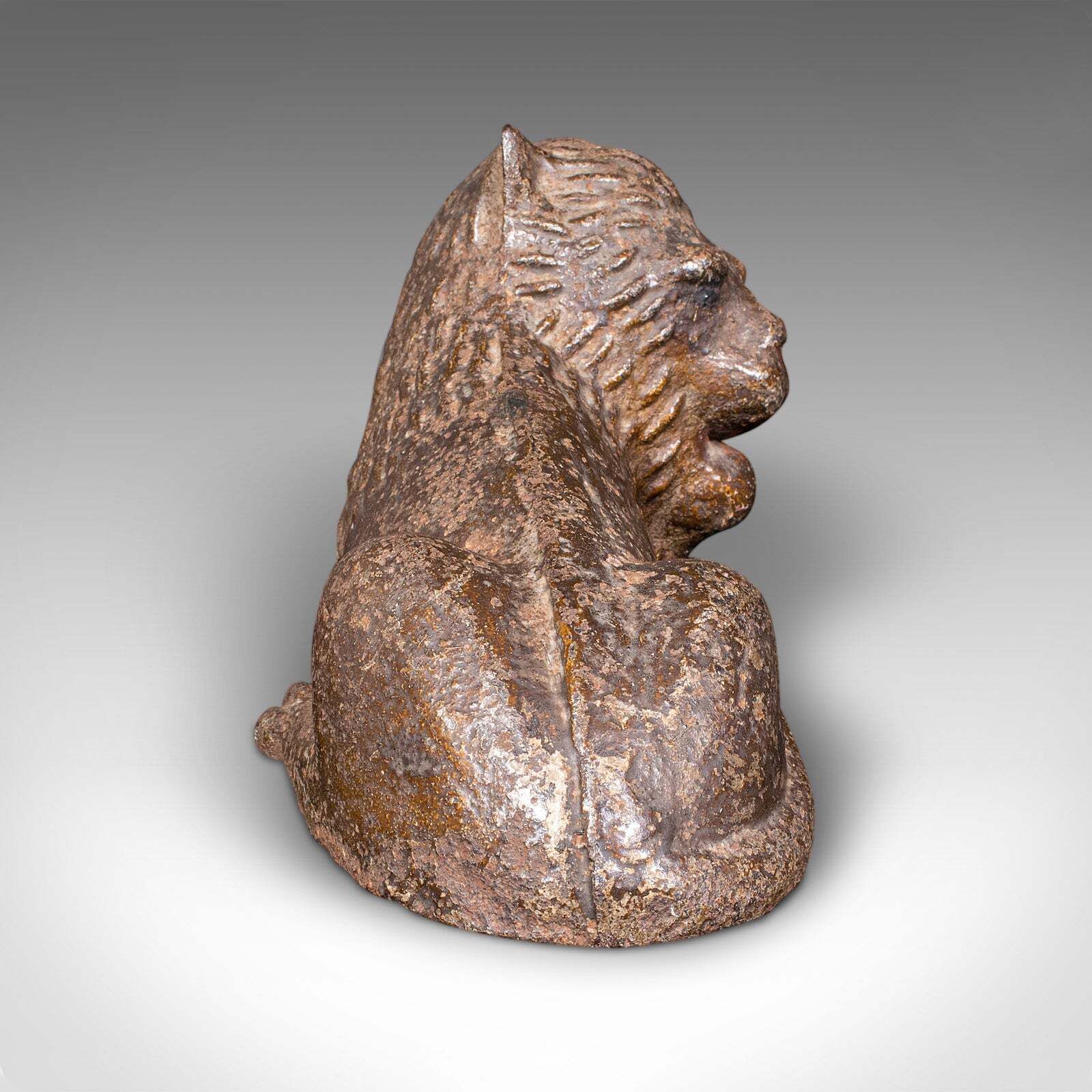 Antique Lion Doorstop, English Cast Iron Figurative Door Keeper, Victorian, 1850 photo vinterior