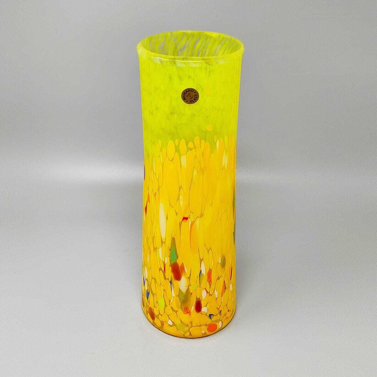 1970s Luxury Yellow Handrafted Vase In Murano Glass By Maestro Del Vetro. Made In Italy photo furniture