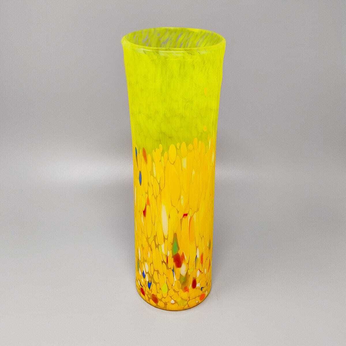 1970s Luxury Yellow Handrafted Vase In Murano Glass By Maestro Del Vetro. Made In Italy photo Home Decor
