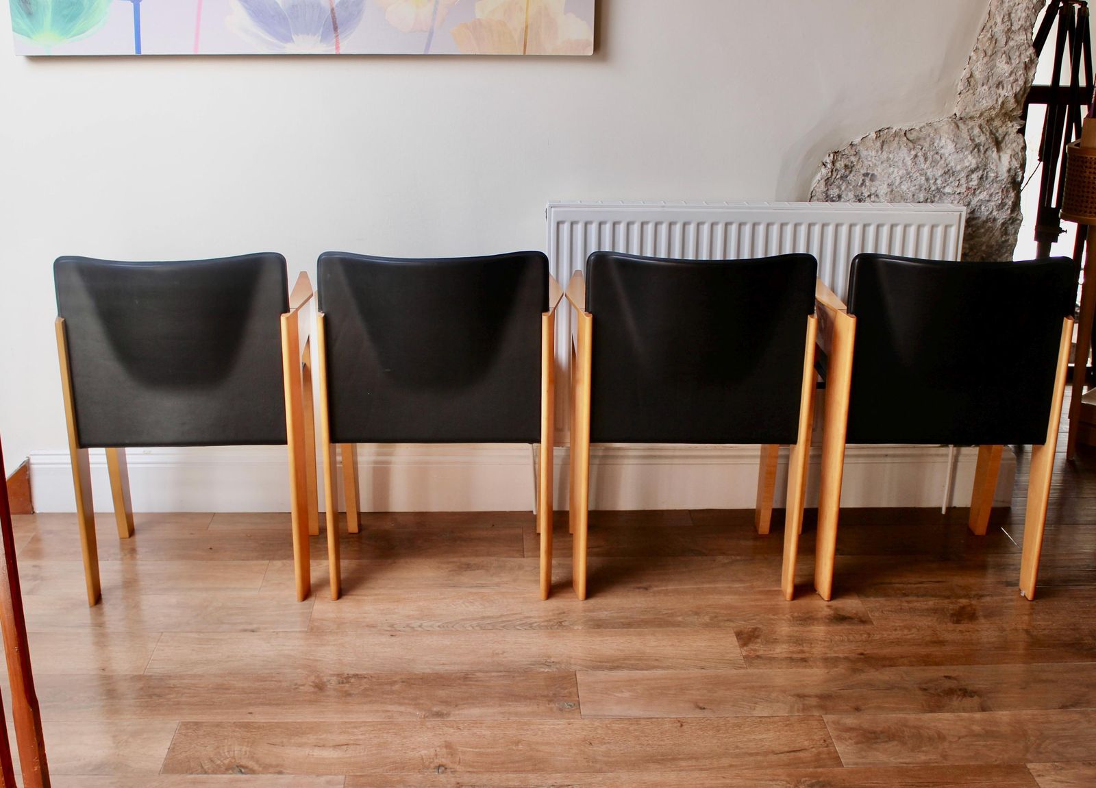 Set Of 4 Leather Dining/Office Chairs By Arnold Merckx For Arco photo Furniture