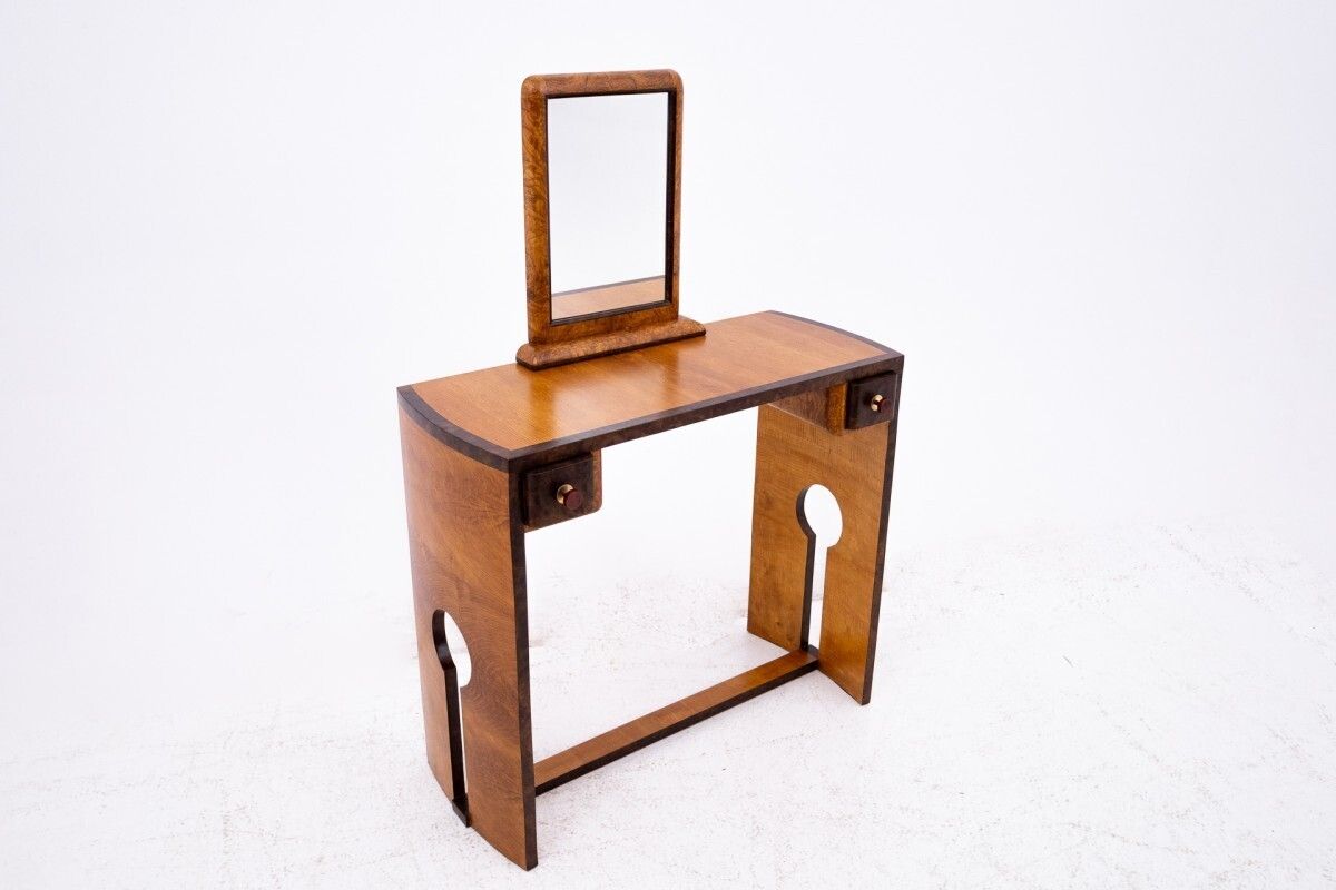 Art Deco Dressing Table + Chair Set, Poland, Art Deco, Ca. 1940. photo Furniture