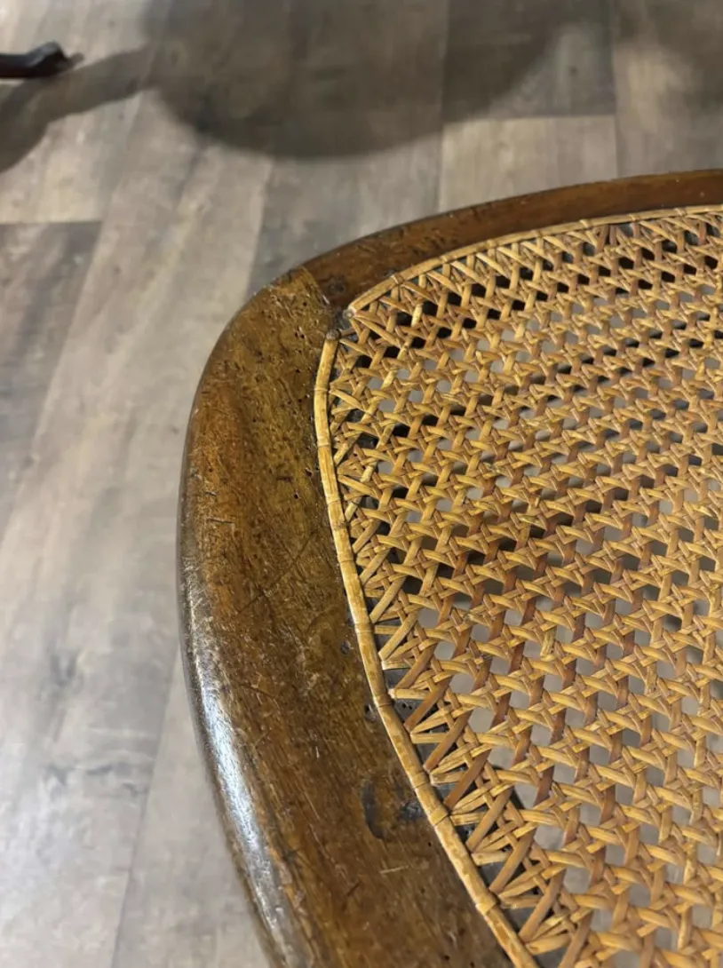 Edwardian Mahogany Rocking Chair With Berge Style Seat & Back Panel photo for sale