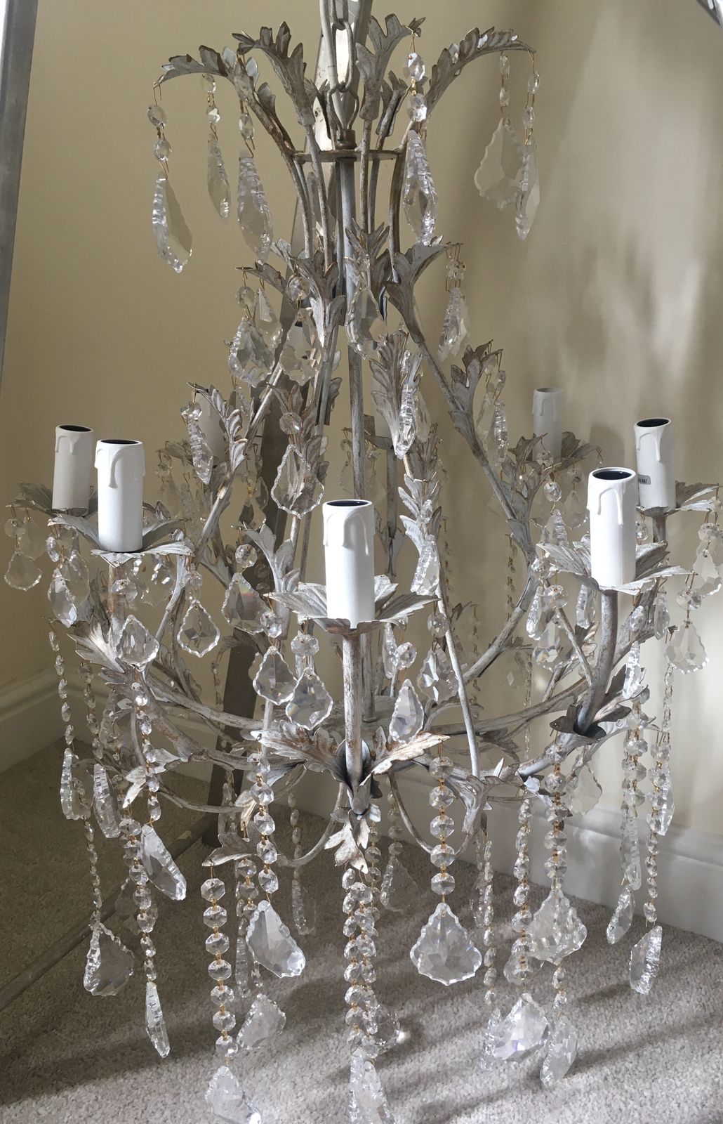 Custom Crystal Chandelier   White Gold Antique Finish photo vintage