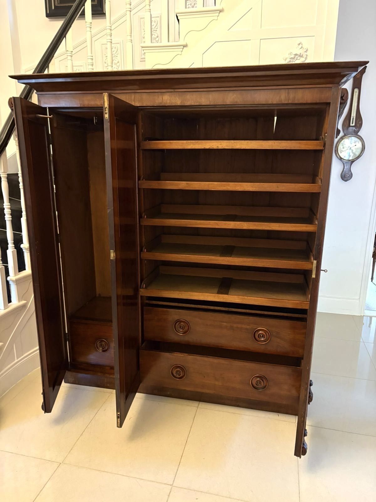 3995.0 Antique 19th Century Quality Figured Mahogany Wardrobe photo