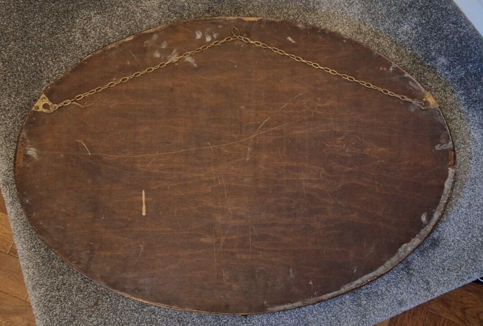 Stunning Rare Large Arts & Crafts Hammered Brass Oval Bevelled Edge Wall Mirror photo Home Decor
