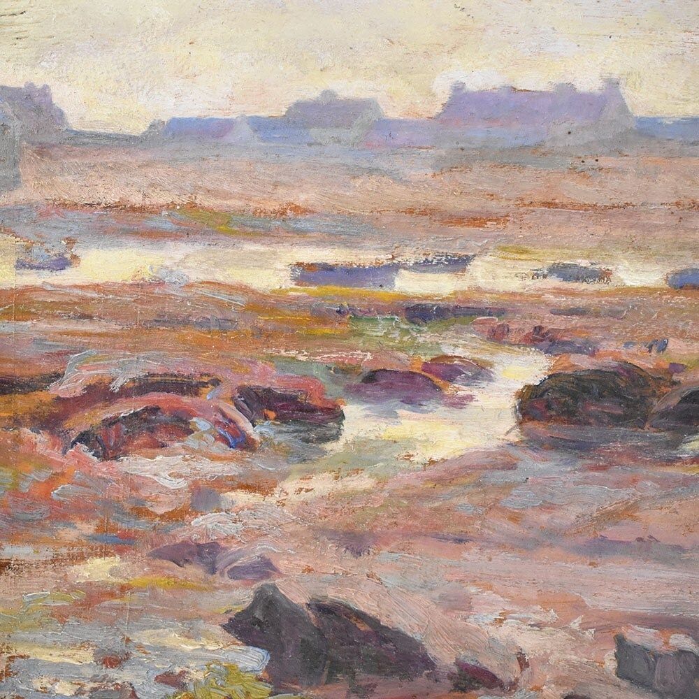 Antique Oil Painting, Marine Painting With Rocks,19th Century. (Qm567) photo Art