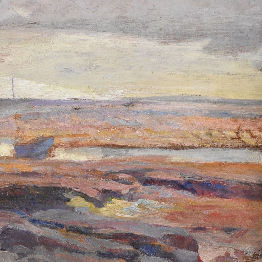 Antique Oil Painting, Marine Painting With Rocks,19th Century. (Qm567) photo 1500.0