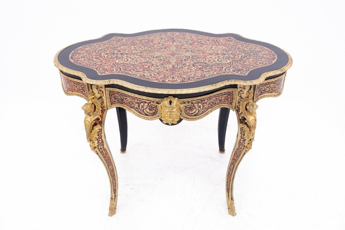 Antique Boulle Style Table, France, Mid 19th Century. After Renovation. photo furniture