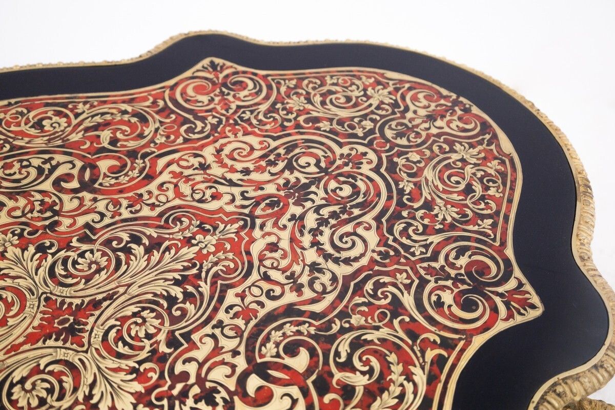 photo for sale Antique Boulle Style Table, France, Mid 19th Century. After Renovation.