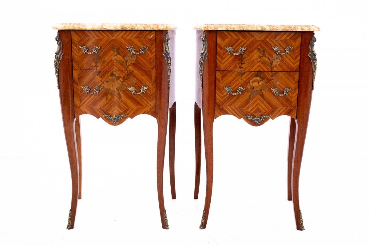 Antique Bedside Tables With Stone Top, France, Circa 1910. photo Furniture