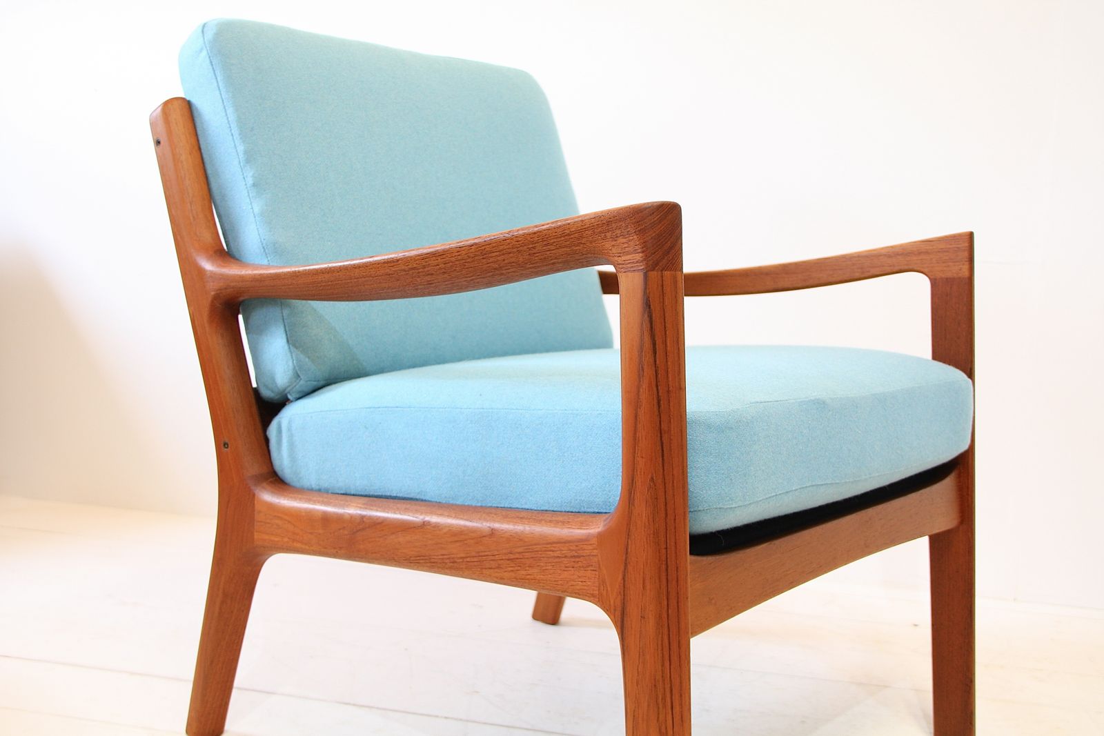 2 Ole Wanscher Senator Armchairs For France & Son Fd166   Teak Blue photo Furniture