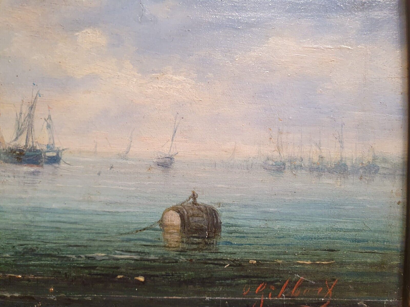 2 Oil Paintings On Panels Depicting Fishing Scenes Signed "Gilbert"   €1,500 Each Frame Size: 42 X 60 Cm photo Art