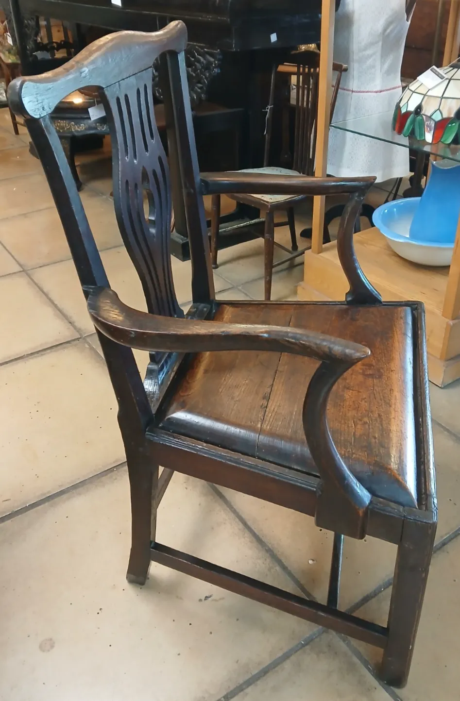 Unique & Rare Antique George III Oak Country Arm Chair Circa 1730 photo Furniture