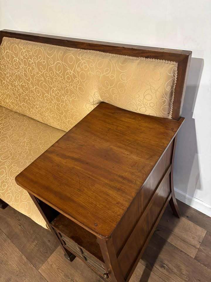 Edwardian Walnut Upholstered Settee photo for sale