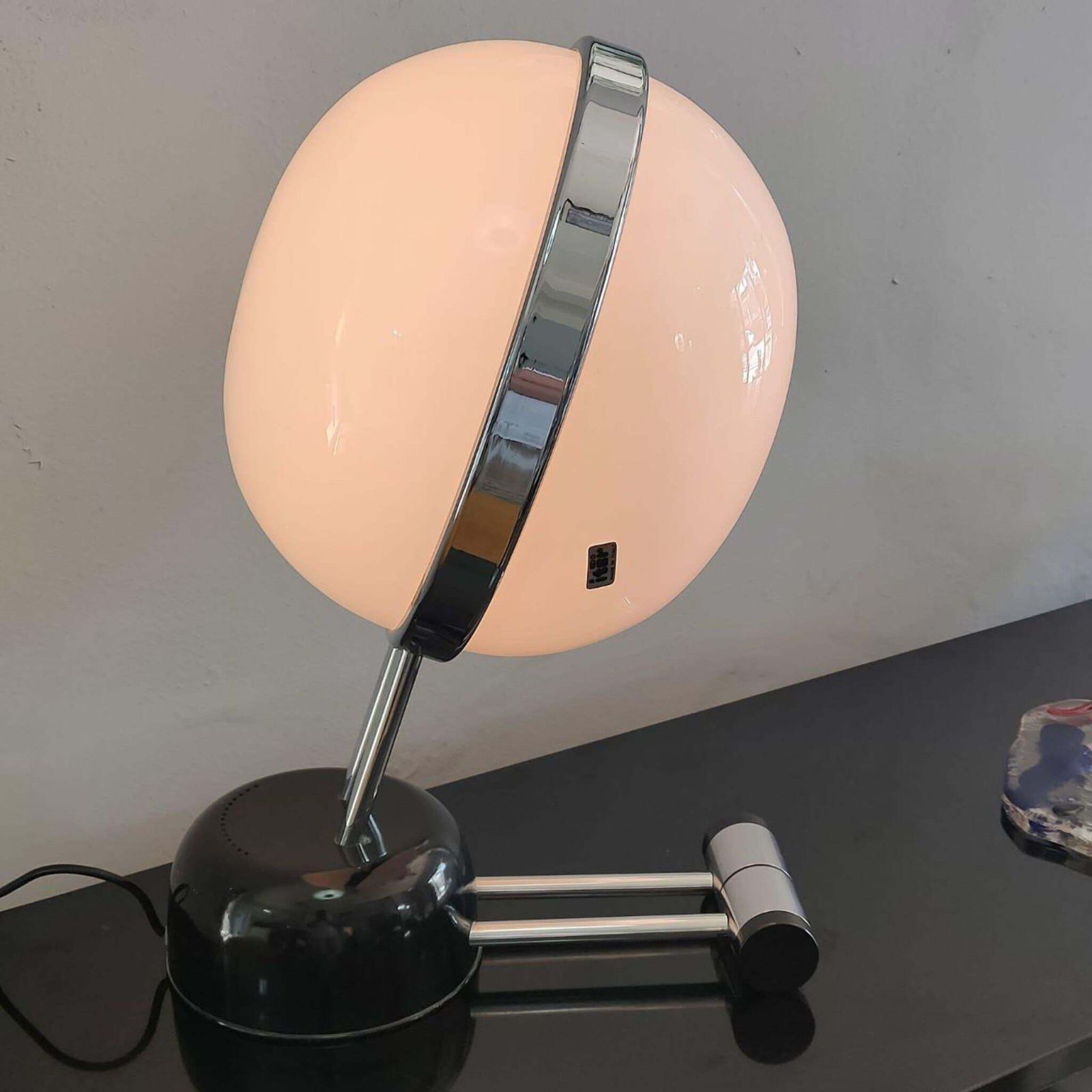 Mid Modern Century Touch Dimmer Opaline Glass Lamp 1971 Italian Iter Elettronica photo for sale