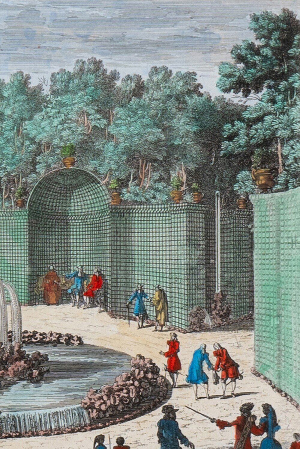 Nicolas Langlois, 'La Fontaine De L'étoile', Coloured Etching On Paper, Early 18th Century photo 395.0