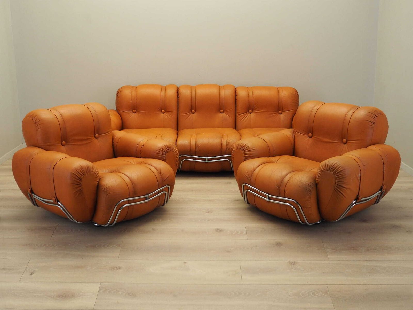 Set Of Orange Armchairs, Space Age Design, 1960s, Production: Italy photo furniture