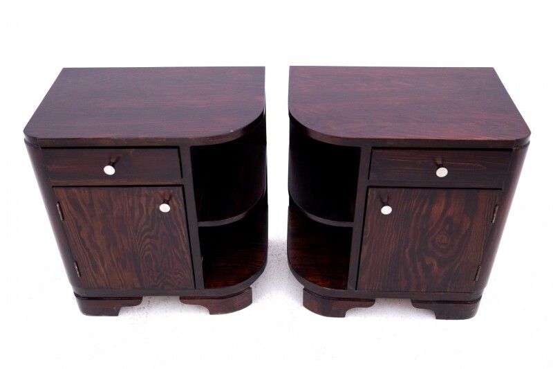 Pair Of Art Deco Bedside Tables, Poland, 1950s. After Renovation. photo for sale