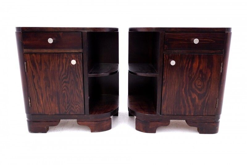 Pair Of Art Deco Bedside Tables, Poland, 1950s. After Renovation. photo Furniture