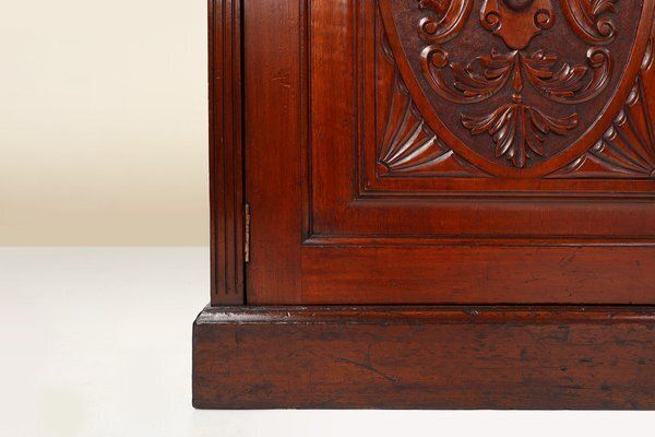 photo furniture Art Nouveau Display Cabinet Or Bookcase In Oak With Carvings And Glass Doors, 1890s