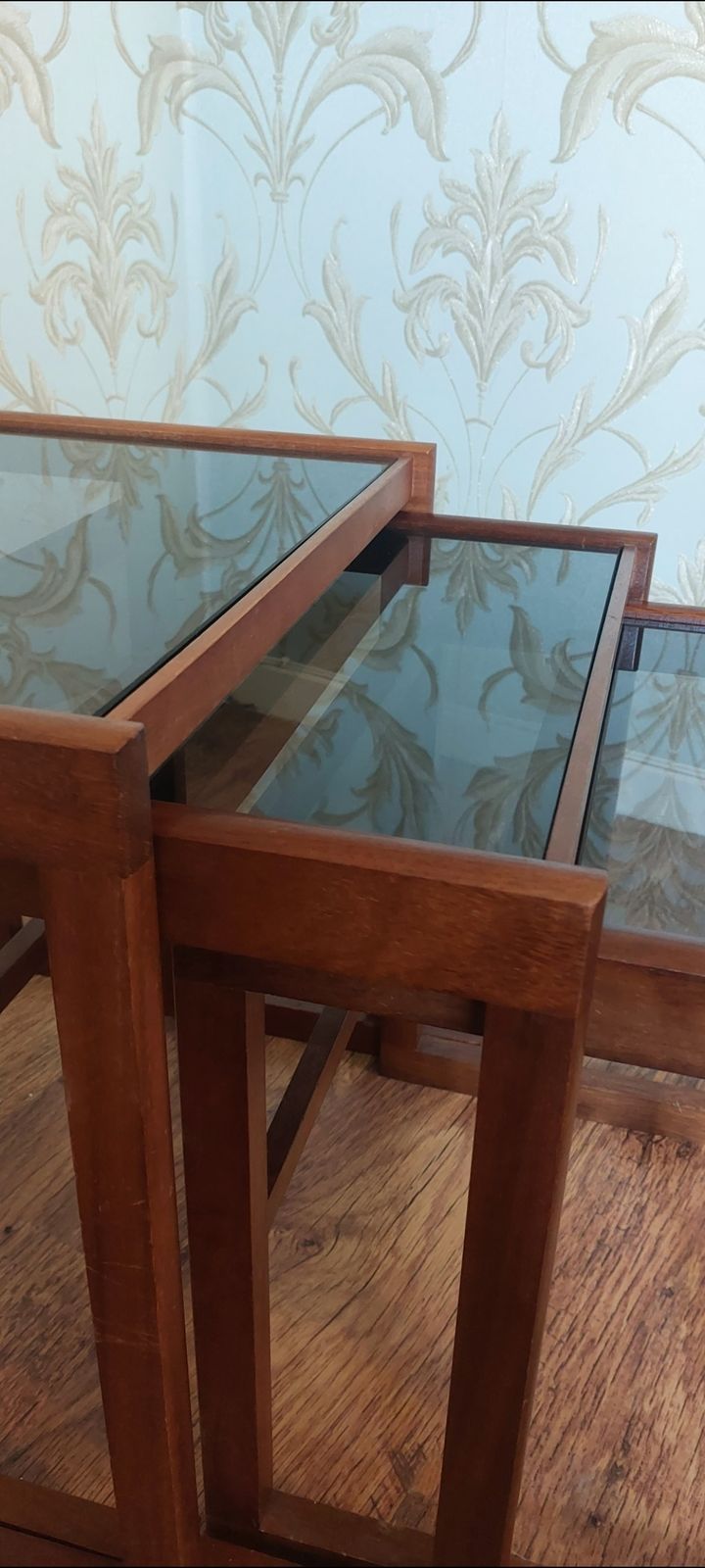Retro 1960 Afromosia Teak & Glass Nest Of Tables photo buy
