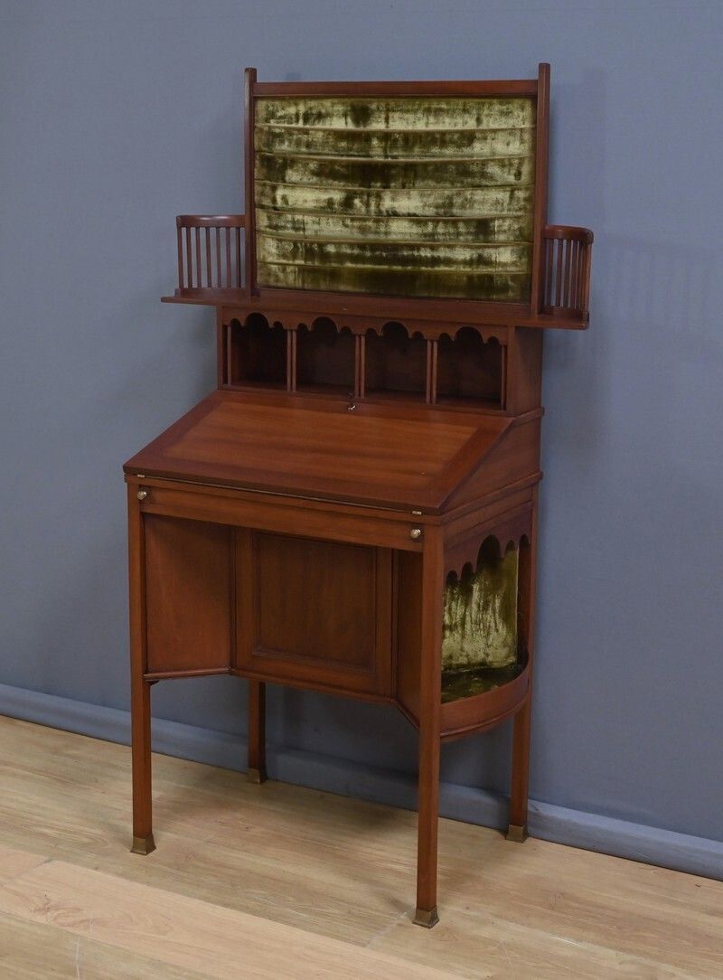 Rare English Mahogany Bonheur Du Jour, Lazarus & Cie, Calcutta – 2nd Half Of The 19th Century