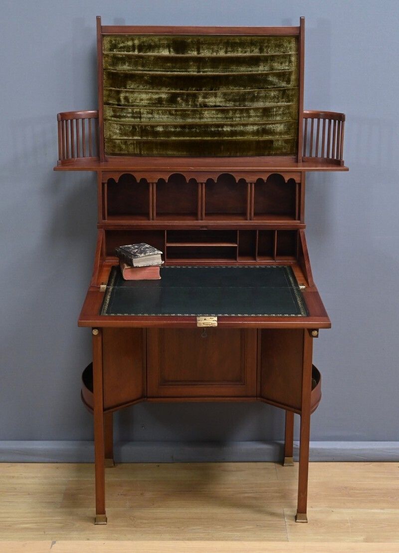 Rare English Mahogany Bonheur Du Jour, Lazarus & Cie, Calcutta – 2nd Half Of The 19th Century photo furniture