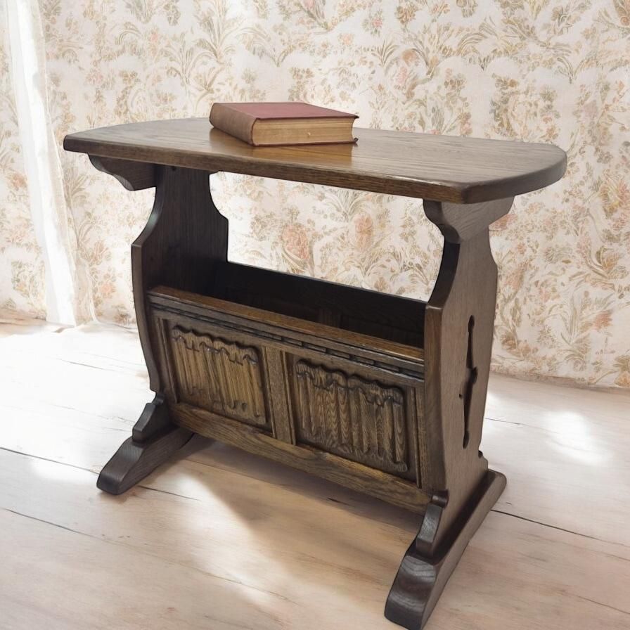 Vintage Old Charm Wood Brothers / Magazine Rack / Free Delivery / Heritage Light Oak / Made In England 1960s