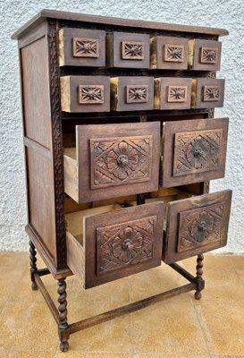 Spanish Wooden Storage Cabinet With Drawers, 1900s photo 3999.0