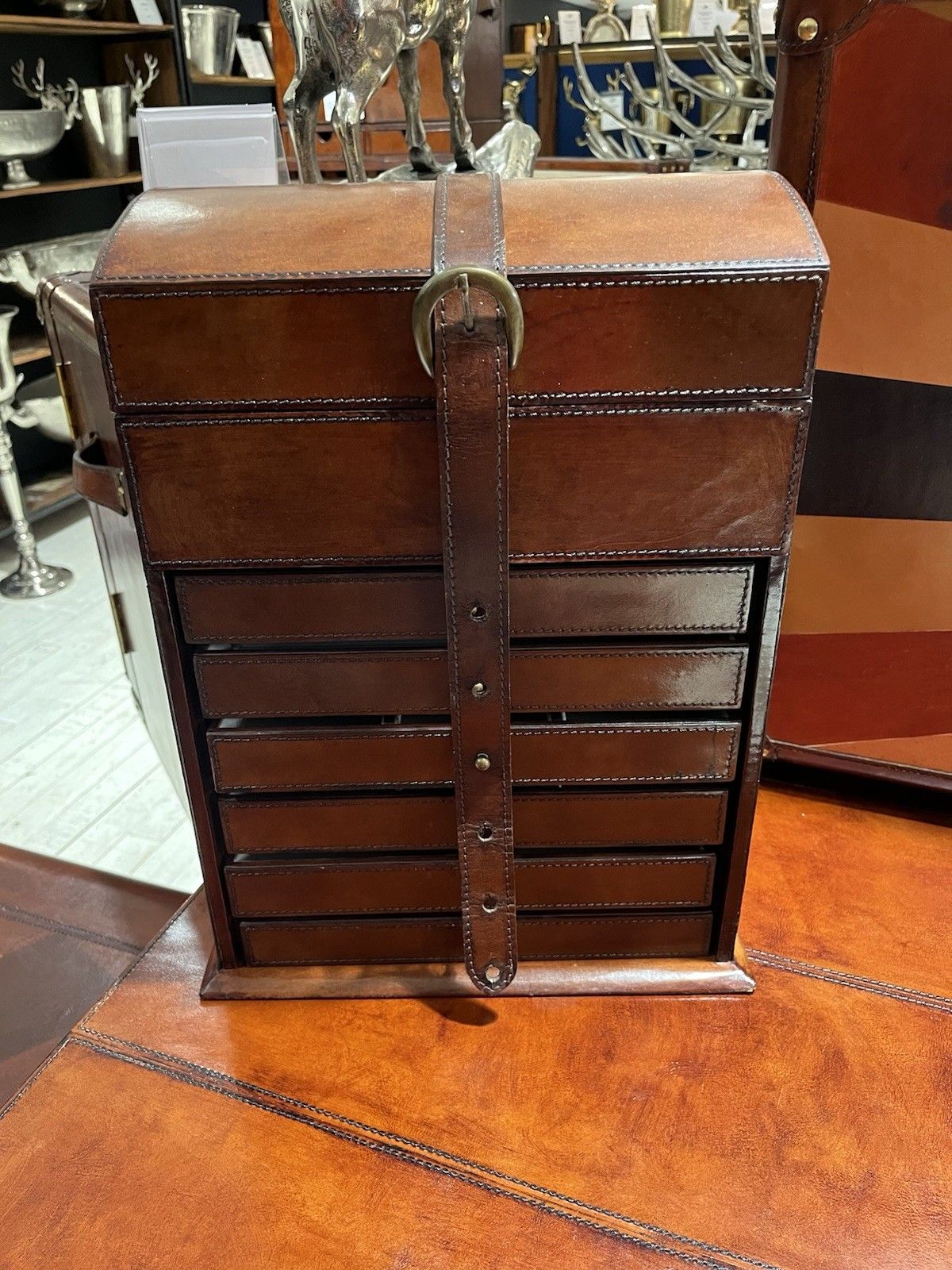 Campaign Leather Collection Hand Crafted Tall Jewellery Box Various Compartments