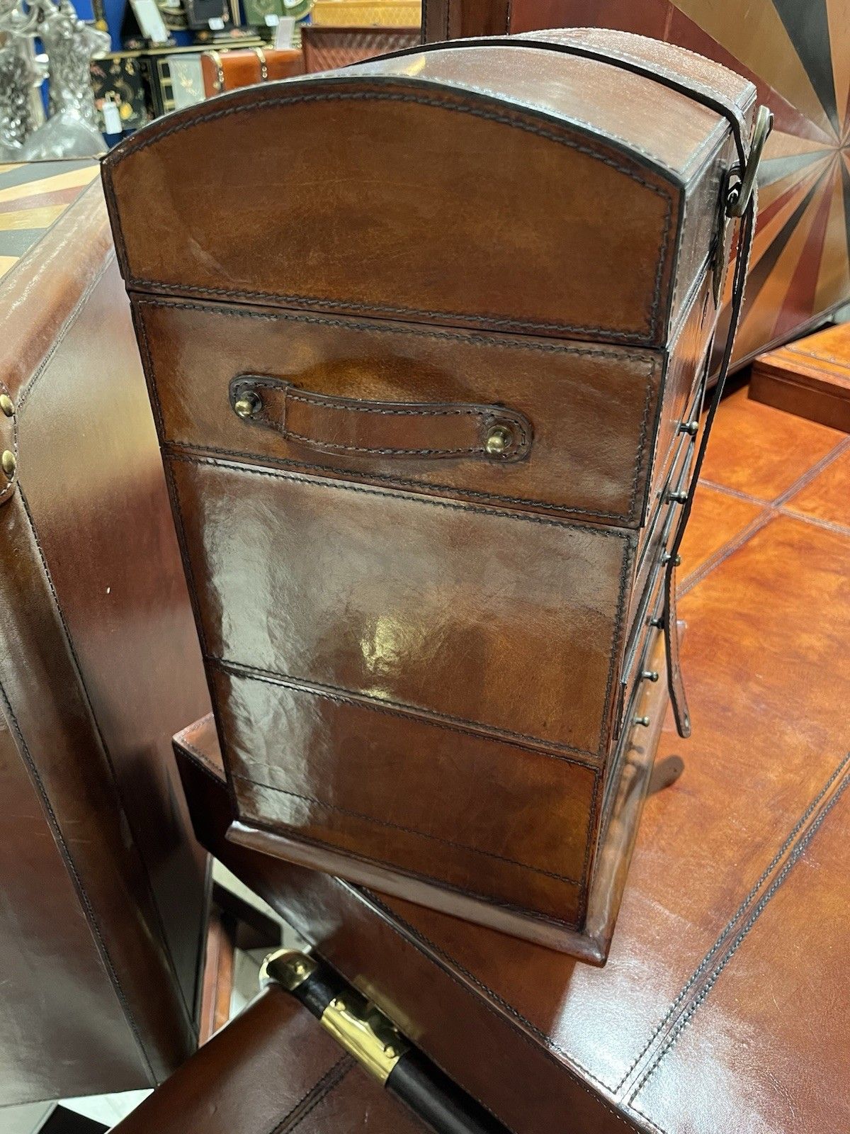 Campaign Leather Collection Hand Crafted Tall Jewellery Box Various Compartments photo furniture
