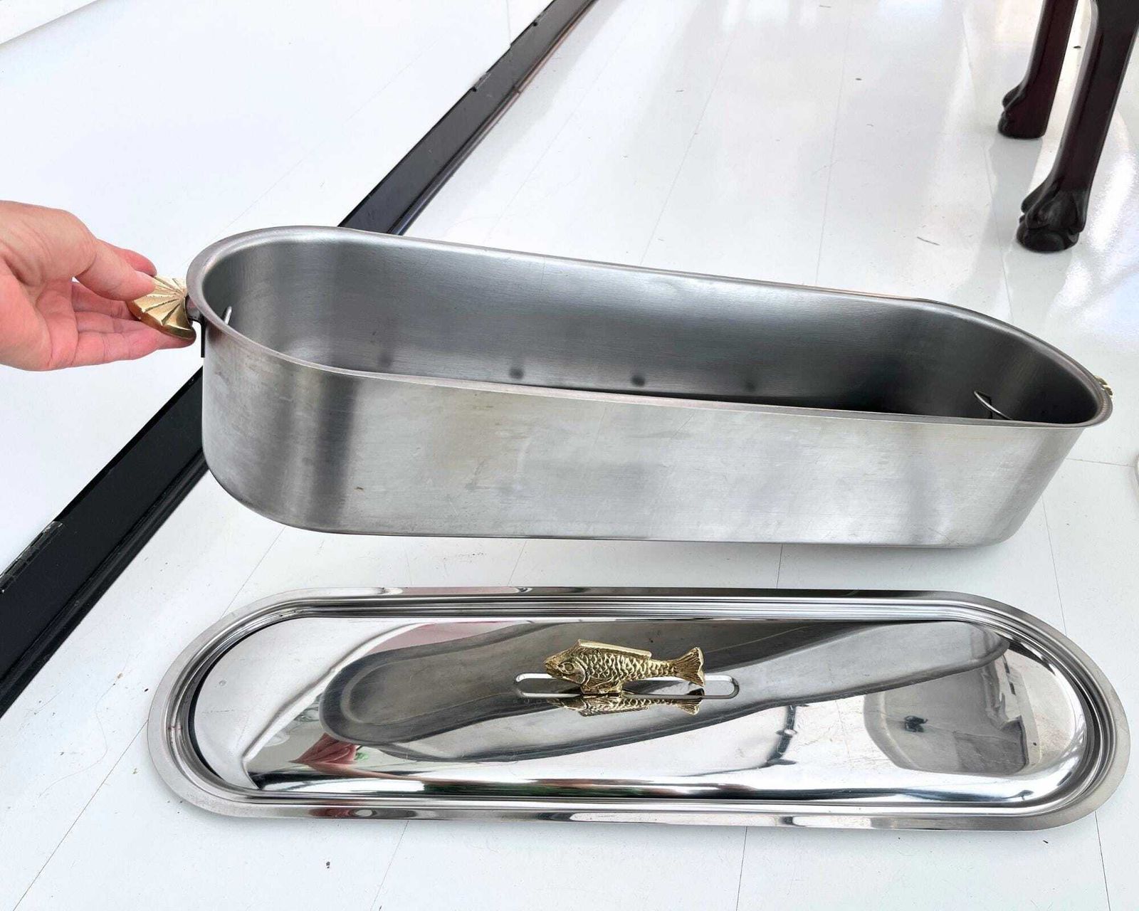 Poissoniere Fish | 1pc | Xxl Size | Brass Fish And Handles | France photo for sale