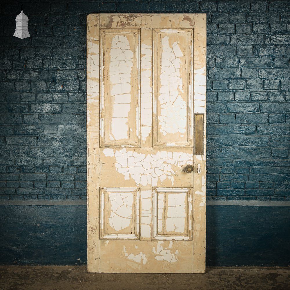 Reclaimed 4 Panel Door – Cracked White Paint photo furniture