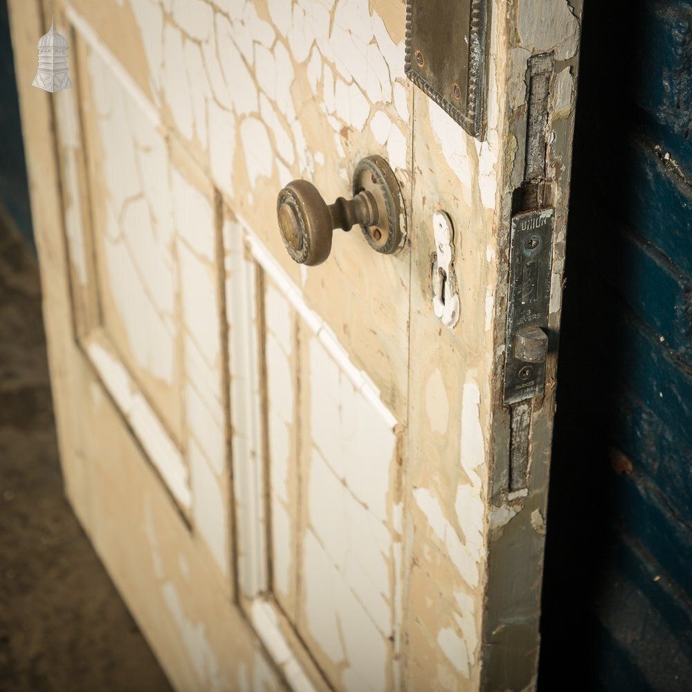Reclaimed 4 Panel Door – Cracked White Paint photo vintage