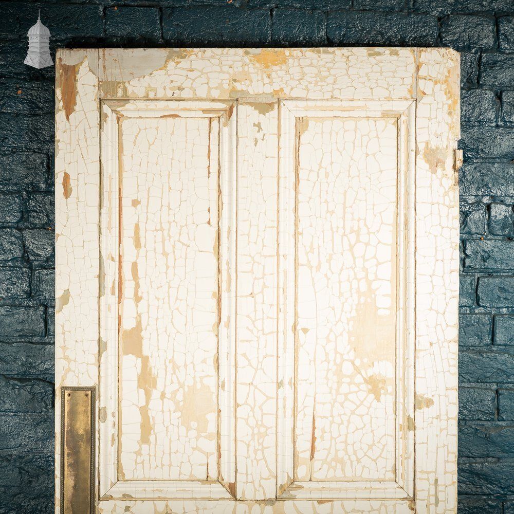 photo for sale Reclaimed 4 Panel Door – Cracked White Paint