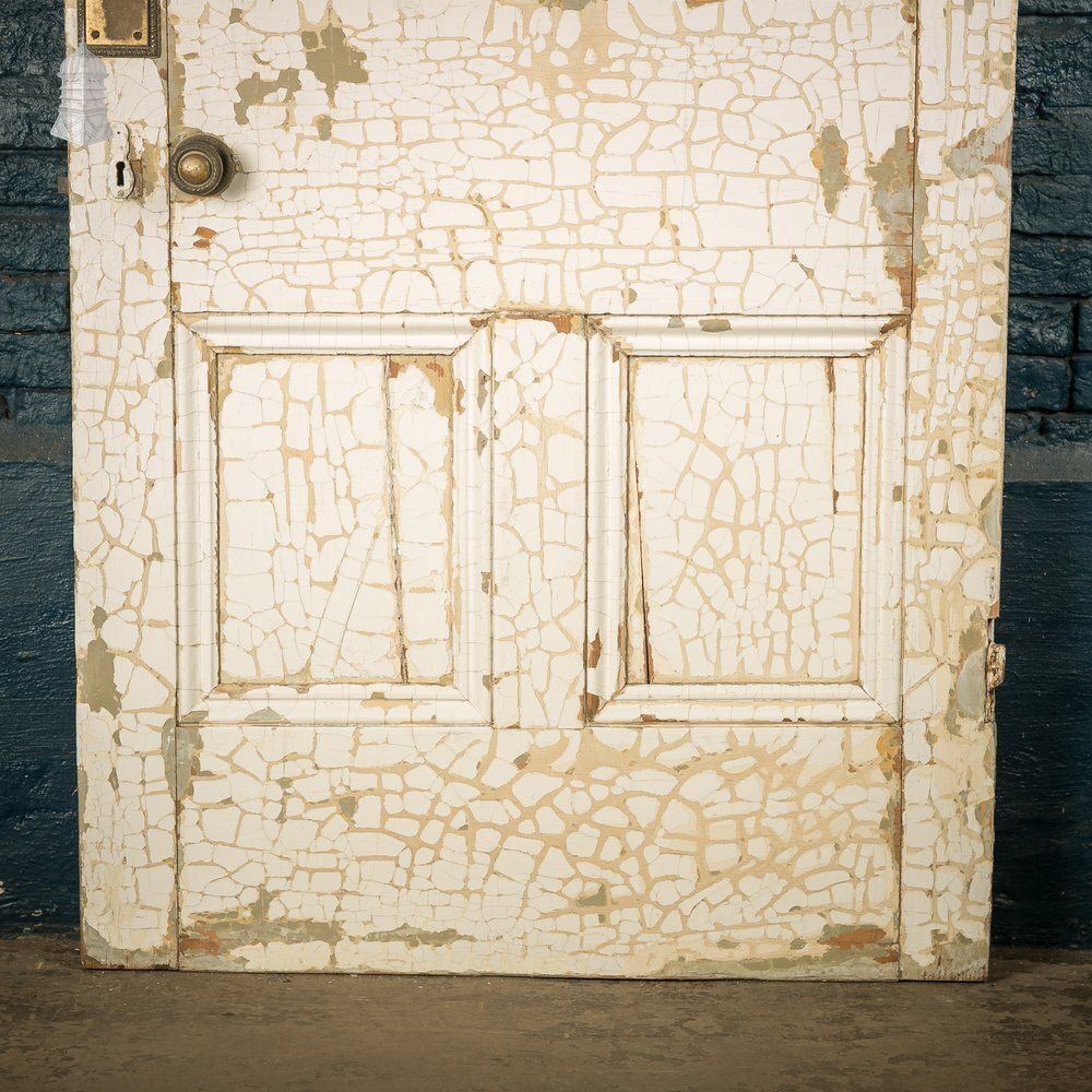 270.0 Reclaimed 4 Panel Door – Cracked White Paint photo