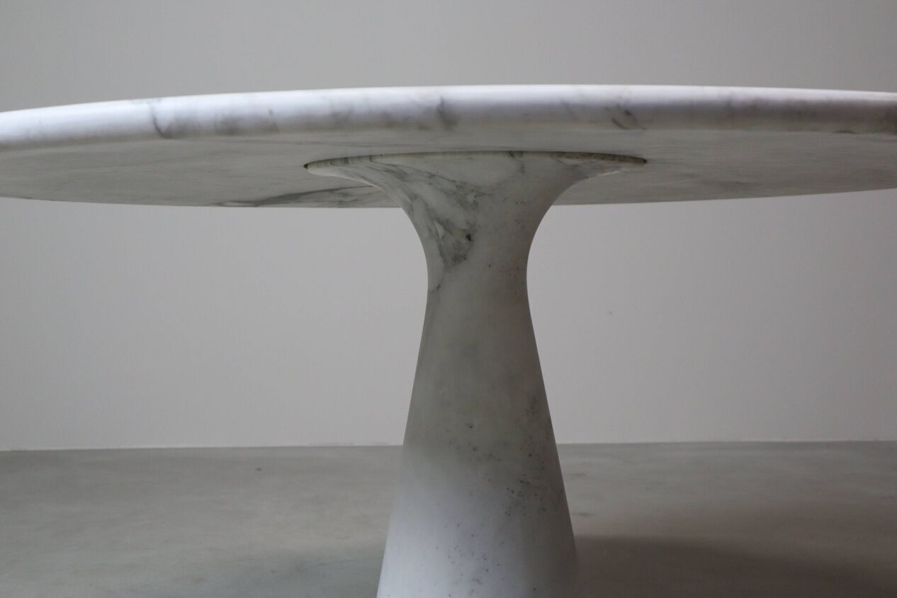 photo furniture Angelo Mangiarotti “M1” Dining Table In Solid Carrara Marble