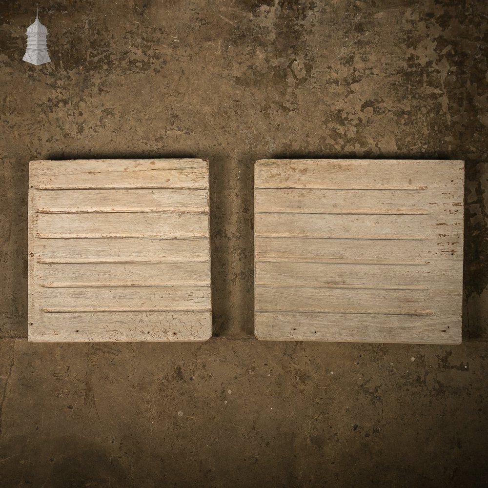 photo vintage Teak Draining Boards – Belfast / Butler Sink, Wide Plank, Grooved Surface