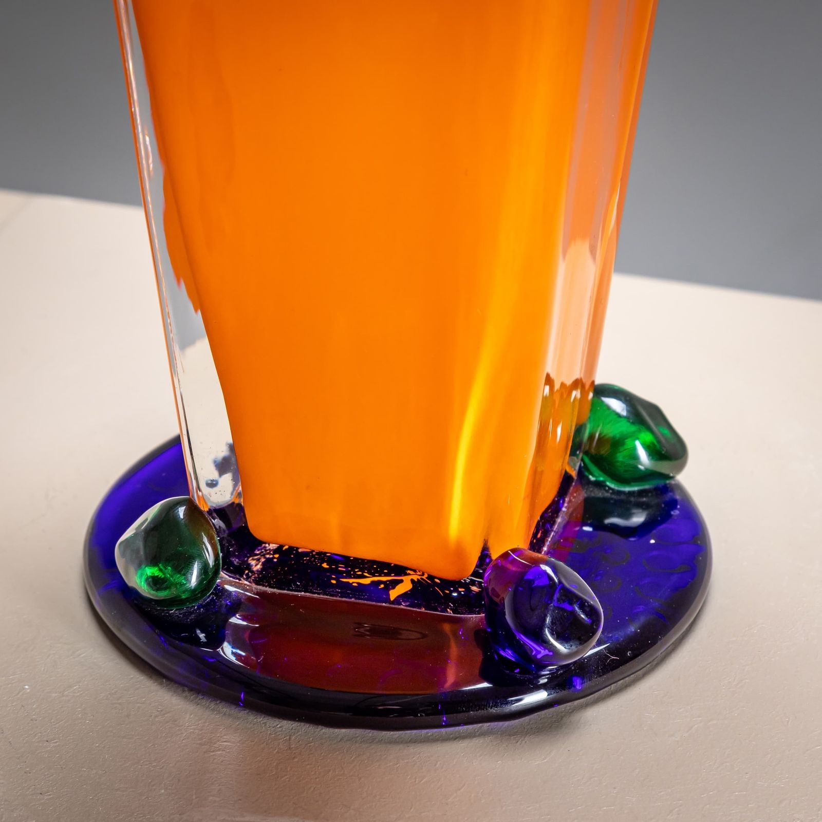 Orange And Green Vase, Signed J. Guliajile, 20th Century photo Home Decor