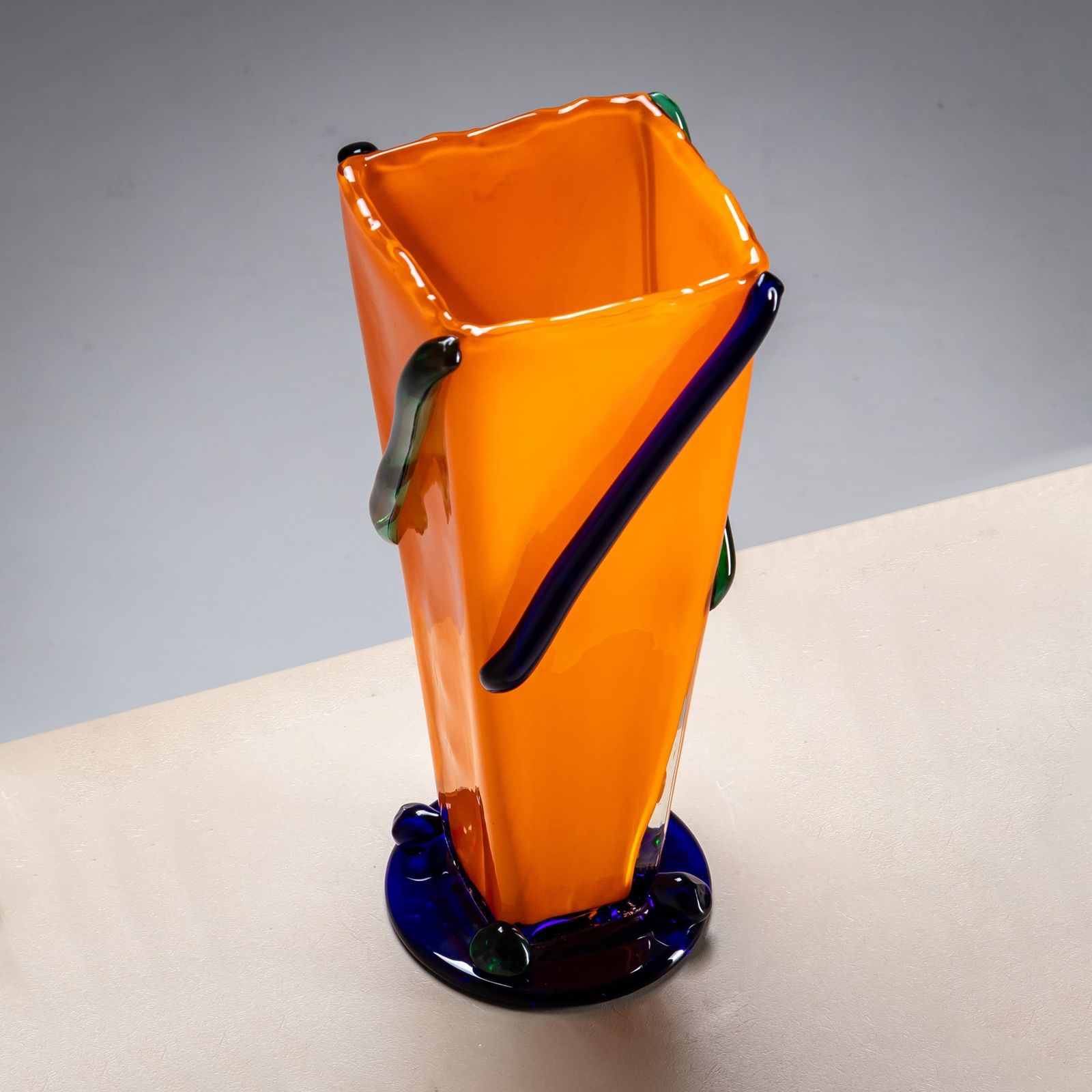 Orange And Green Vase, Signed J. Guliajile, 20th Century