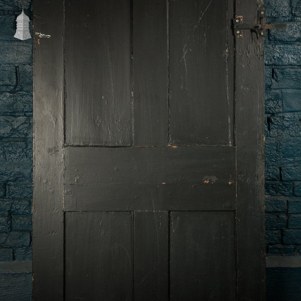 4 Panel Door, Distressed Black Painted Finish