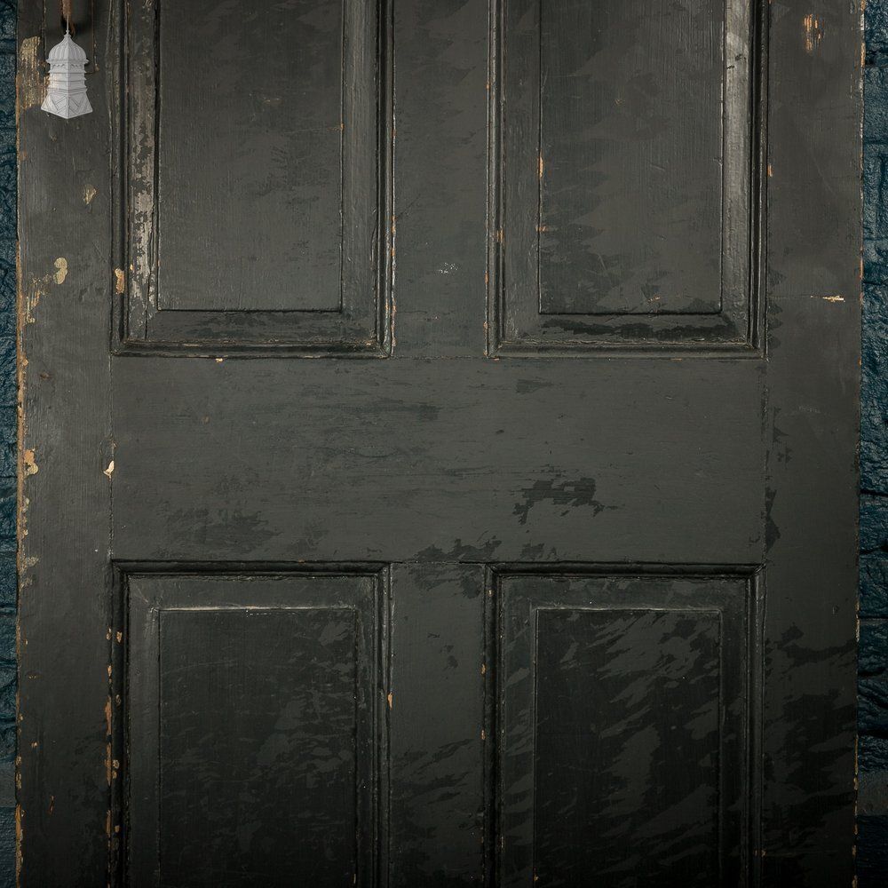 4 Panel Door, Distressed Black Painted Finish photo Home Fixtures