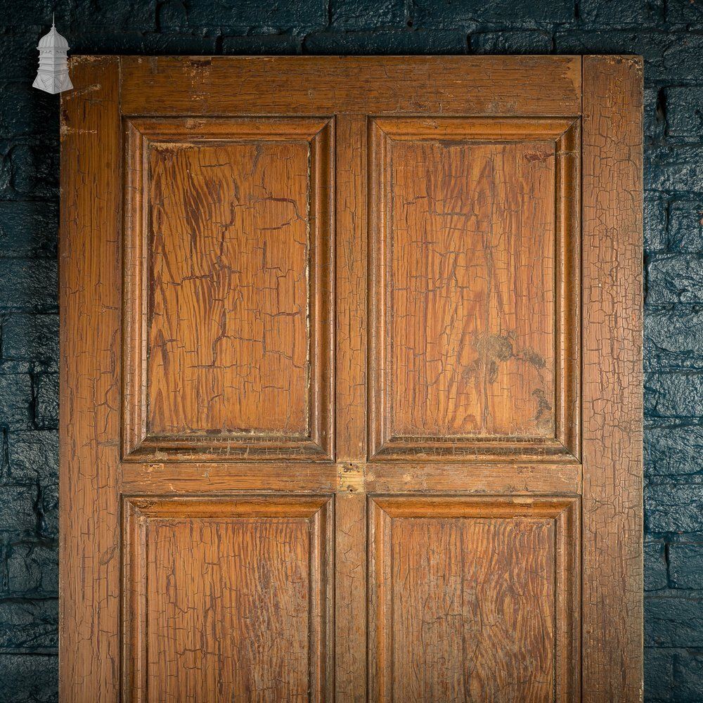 6 Panel Door, Faux Woodgrain & Distressed White Paint Finish photo for sale