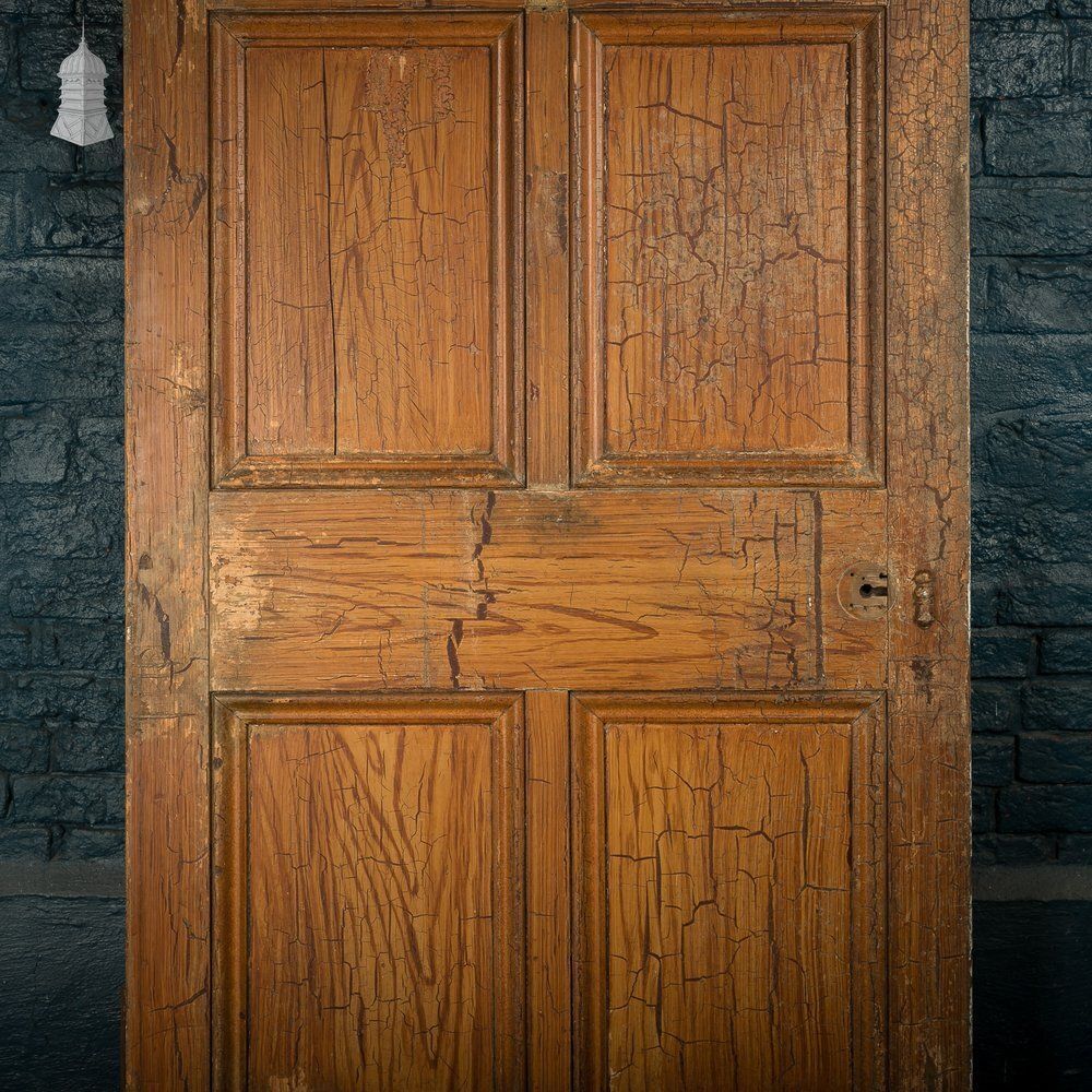 6 Panel Door, Faux Woodgrain & Distressed White Paint Finish photo furniture