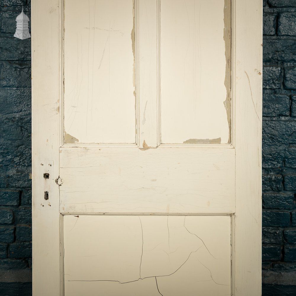 Moulded 4 Panel Door – Distressed White Paint photo for sale